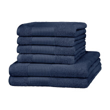 Merana Hand Towel Set Absorbent, Soft and Lint Terry Guest Towel Quality Heavy Organic Cotton 590 GSM, Pacific Blue, 6er Sparset | 4x Handtuch