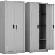 FlairVibe Metal Storage Cupboard with 2 Door and 3 Adjustable Shelves,Grey