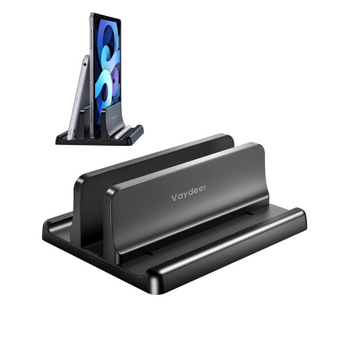 VAYDEER Vertical Laptop Stand, 1-Slot, Adjustable, ABS, Black
