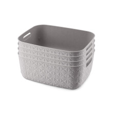 CURVER Softex 4x 12.5L Storage Baskets, 100 percent Recycled Material, Lightweight, For Bathroom, Living Room, Kitchen, Taupe