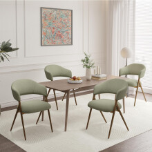 COLAMY Ergonomic Linen Dining Chair with 135Â Recline, Breathable Cotton-Linen Fabric, Wooden-Look Metal Legs, 125kg Capacity