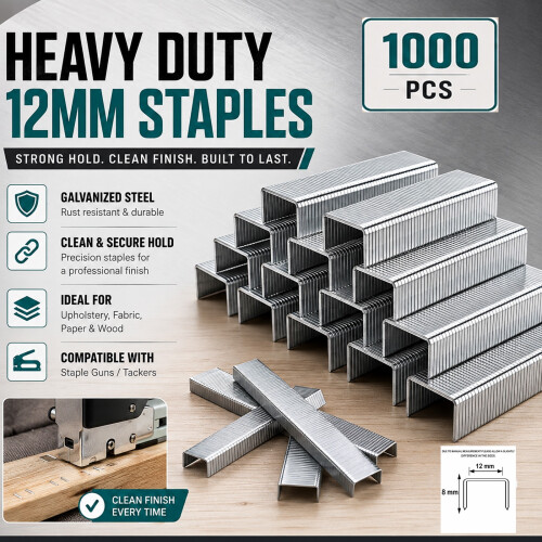 1000pcs 12mm Staples Pins Heavy Duty Stapler Upholstery Set 1