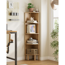 Apetaccat Corner Shelf, 4 Tier Corner Modern Corner Bookshelf, Display Corner Bookshelf,Wooden Storage Rack for Living Room,Bedroom,Office,Oak