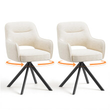 COLAMY 360ÂSwivel Dining Chairs Set of 2, Fabric Chairs for Dining Room with Armrests, Hollow Backrest and Thick Seat Cushion