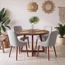 Dining Chairs Set of 4, Upholstered Dining Room Chairs with Ergonomic High Back, Thick Padded Seat, Skin-Friendly Fabric