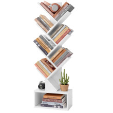Hoctieon 6 Tier Tree Bookshelf, Tall Bookcase with Drawer, Freestanding Book Shelf, Display Floor Standing Storage Shelf