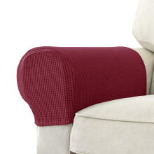 GEOCANG Armchair cover, Set of 2 non-slip armchair, sofa armrest protector, for furniture protector (Red wine)