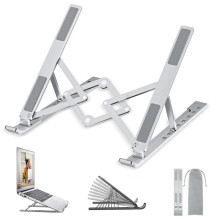 OUGEP Laptop Stand For Desk, 8 Levels Height Adjustable Aluminum Laptop Portable, Compatible with MacBook Air/Pro, HP, ASUS, Dell