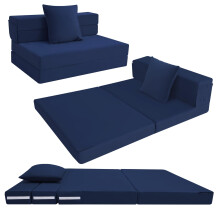 MeMoreCool Folding Floor Mattress Double, Fold Out Sofa Chair, Navy