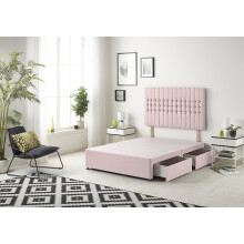 Bed Centre Galaxy Divan Base with 2 Drawers (Same Side) and Matching Headboard, Fabrics and Colours (3FT Single, Plush Pink)