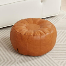 Louis Donnà Premium Artisanal Leather Pouffe, Handmade Unstuffed Ottoman Round Pouf Cover, Footstool, Round Pouffe Foot Stool Floor Cushionâ