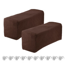 sourcing map 2pcs Stretch Armrest Covers for Chairs/Sofas, Couch Arm Covers with Twist Pin, Furniture Protector Slipcovers Brown