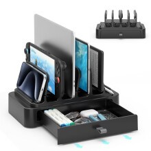 KDD Vertical Laptop Stand with Drawer - 7-in-1 Space-Saving Laptop Holder with Gravity Locking Fits MacBook, Dell, HP, Chromebook, Surface Pro
