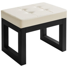 IBUYKE 16 Inch Small Foot Stool Ottoman, Rectangle PU Faux Leather Foot Rest with Padded Seat and Metal Legs