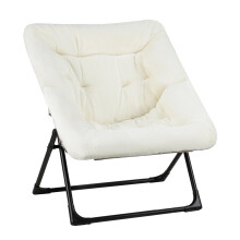 Mordchil EU Armchair Saucer Chair, Comfy Faux-Fur Reading Chair for Bedroom, Oversized Accent Moon Chairs for Teens and Adults