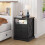 FREDEES LED Bedside Table with Charging Station, Black 1