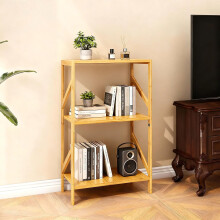 EIUTQRU Bamboo Bookshelf, 3 Tier Rustic Style Bookcase, Multifunctional Narrow Shelving Unit Storage Rack for Living Room, Garage, kitchen, Office