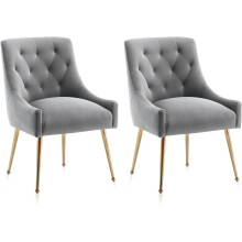 SEYNAR Dining Chair Set of 2,Modern Velvet Dining Chairs with Gold Legs,Elegant Tufted Accent Chairs for Reception, Living Room or Study Room