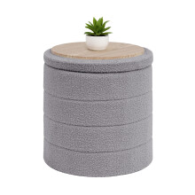Bonlife Boucle Ottoman Storage, Foot Rest Stool Seat, Folding Footstool for Living Room, Sherpa Ottoman for Bedroom, Grey, 43x43x45 cm