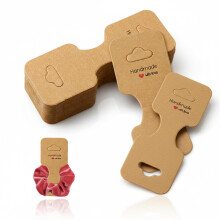 Hopzab 100 PCS Handmade Pattern Jewellery Display Cards Kraft Paper Card Holder Jewelry Display Hanging Tags for Keyring Earrings Bracelet Necklace