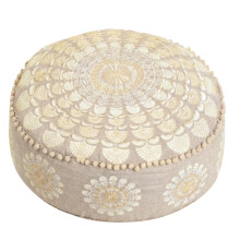 Mandala Life ART Turquoise Velvet Pouf Cover - Soft Sqare Floor Pillow - Embroidered Ottoman Slipcovern, 24x24x8 Inches, Ideal for Living Room