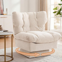 CuteHairy Oversized Swivel Accent Chair â“ Modern Chenille Cuddle Armchair with Plush Cushion & 360Â Rotating Base, 136kg Capacity
