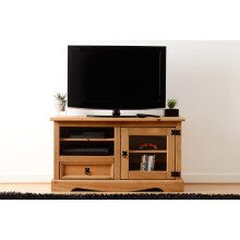 Seconique Corona Entertainment Unit in Distressed Waxed Pine/Glass
