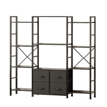 VERMESS 142W x142HcmTriple Book Shelf, Triple Bookshelf, 4 Tier Industrial Bookshelf for Home & Office