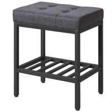 IBUYKE Rectangular Makeup Stool, Linen Seat Vanity Chair, Dark Gray WBD017G