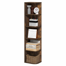 Furinno PASIR Book Shelf, 5-Tier Corner Bookshelf with Open Shelf, Standing Bookcase, 23.6 x 30.5 x 131.3 cm, for Organization and Storage