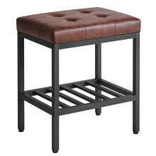 IBUYKE Rectangular Makeup Stool, PU Seat Vanity Chair, Dark Brown WBD017Z