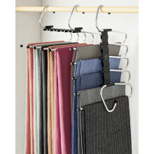 MORALVE Trousers Hangers Space Saving - 2 Pack - Non-Slip Multi-Layer Space Saving Hangers - Multifunctional Clothing Rack for Closet Storage