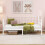 HOMERECOMMEND Single Daybed Frame 3ft Sofa Bed Steel Slats Platform,White 1