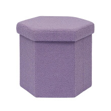Bonlife Folding Storage Ottoman Hexagonal, Footrest with Toy Ches Box, 43cm