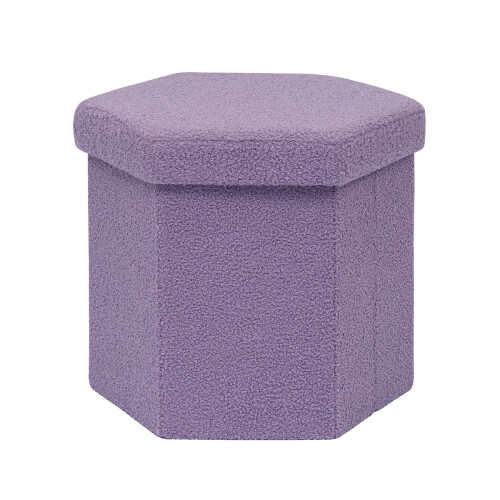 Bonlife Folding Storage Ottoman Hexagonal, Footrest with Toy Ches Box, 43cm