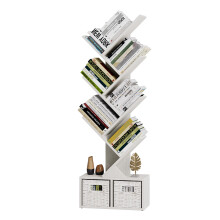 Vagusicc 6 Tier Tree Bookshelf with 2 Storage Baskets, Tall Display Shelf Organizer for Books, Magazines, Home Decor