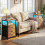 LOAKEKEL Bedside Table with Charging Station, Side Table with 3 Drawers 4