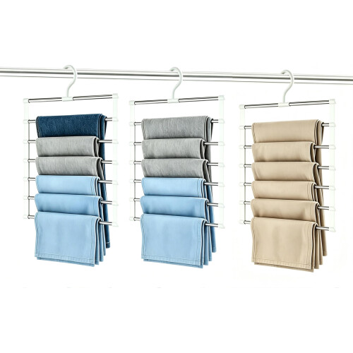Pluvinctus 3 Pcs Trouser Hangers Space Saving, Wardrobe Storage Organiser ï»¿