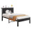 Rustic Single Bed Frame Wooden Storage Headboard Heavy Metal Base,Black 1
