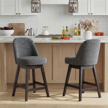 Bar Stools Set of 2, 360Â Swivel Counter Stools with Upholstered Seat, Wooden Frame & Nailhead Trim