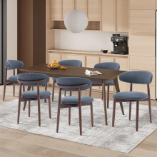 COLAMY Modern Dining Chairs Set with Wooden Legs â“ Upholstered Fabric Dining Room Chairs with Curved Backrest, Soft Cushion Seat