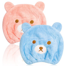 GLADFRESIT 2Pcs Ultra Absorbent Bath Caps, Cute Bear Hair Drying Wrap Towel for Kids, Velvet Quick Dry Head Towel Cap for Girls Shower Spa