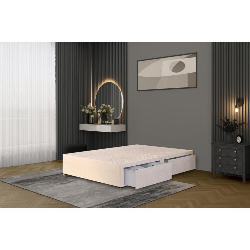Bed Centre Flexby Divan Bed Base Only with 2 Drawers (Same Side), No Headboard - Available in 3FT, 4FT, 5FT & 6FT