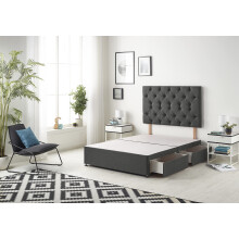 Bed Centre Premier Divan Base with 2 Drawers and Matching Headboard - Available in Multiple Fabrics and Colours (3FT Single, Tweed Charcoal)