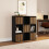 GFW Kube Cube 3x3 Storage Unit, Black & Walnut Effect Shelving Unit with Open & Hidden Storage 1