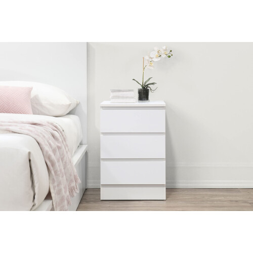 Birlea Birlea Oslo 3 Drawer Bedside Table White Nightstand Side Table