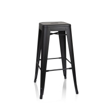 hjh OFFICE 645016 Bar stool VANTAGGIO HIGH metal black matt retro stool in industry design, stackable