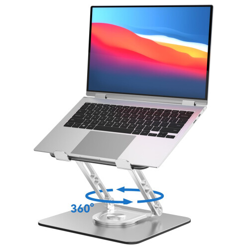GleYo Laptop Stand for Desk Adjustable Computer Stand with 360 Rotating Base Ergonomic Laptop Riser Mount for Desk Foldable Protable Computer Desk