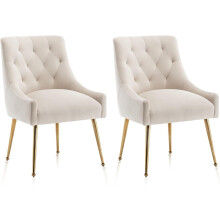 SEYNAR Dining Chair Set of 2,Modern Velvet Dining Chairs with Gold Legs,Elegant Tufted Accent Chairs for Reception, Living Room or Study Room