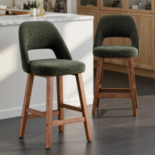 Kidol&Shellder Bar Stools Set of 2, 67cm Counter Height Bar Chairs, Green